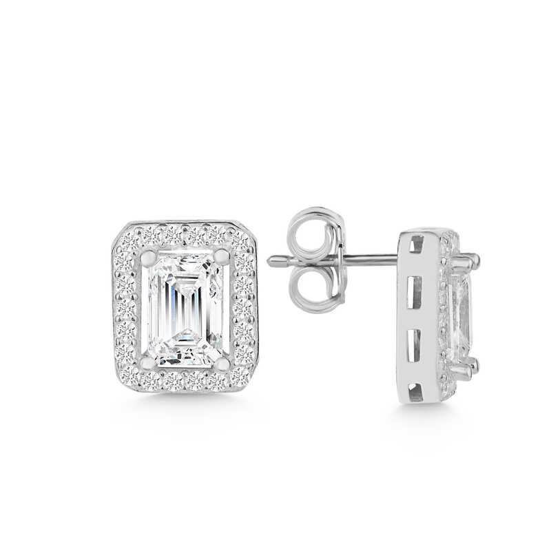 Gumus Beyaz Baget Tasli Civili Kadin Kupe