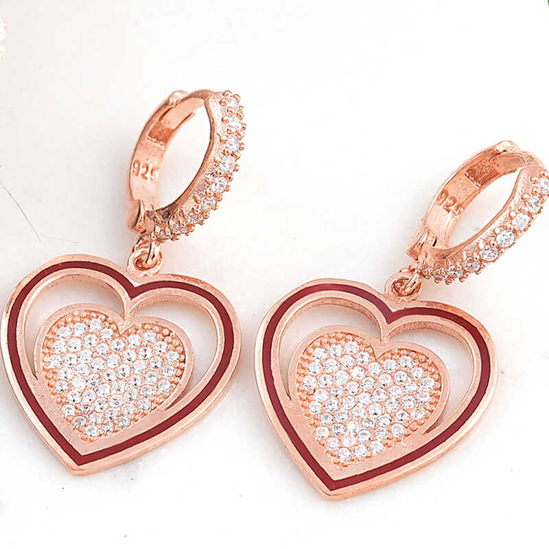 ​Gumus Rose Sallantili Kalp Kadin Kupe