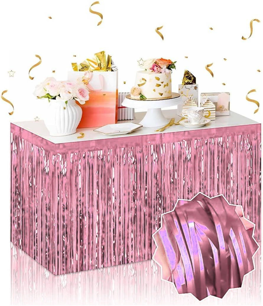 Kendinden Yapiskanli Rose Gold Metalize Puskullu Masa Etegi – 75 x 275 cm Parti Suslemesi