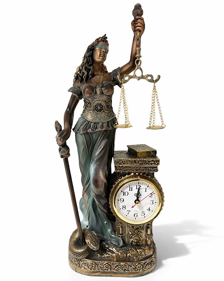 Polyester Saatli Adalet Figuru