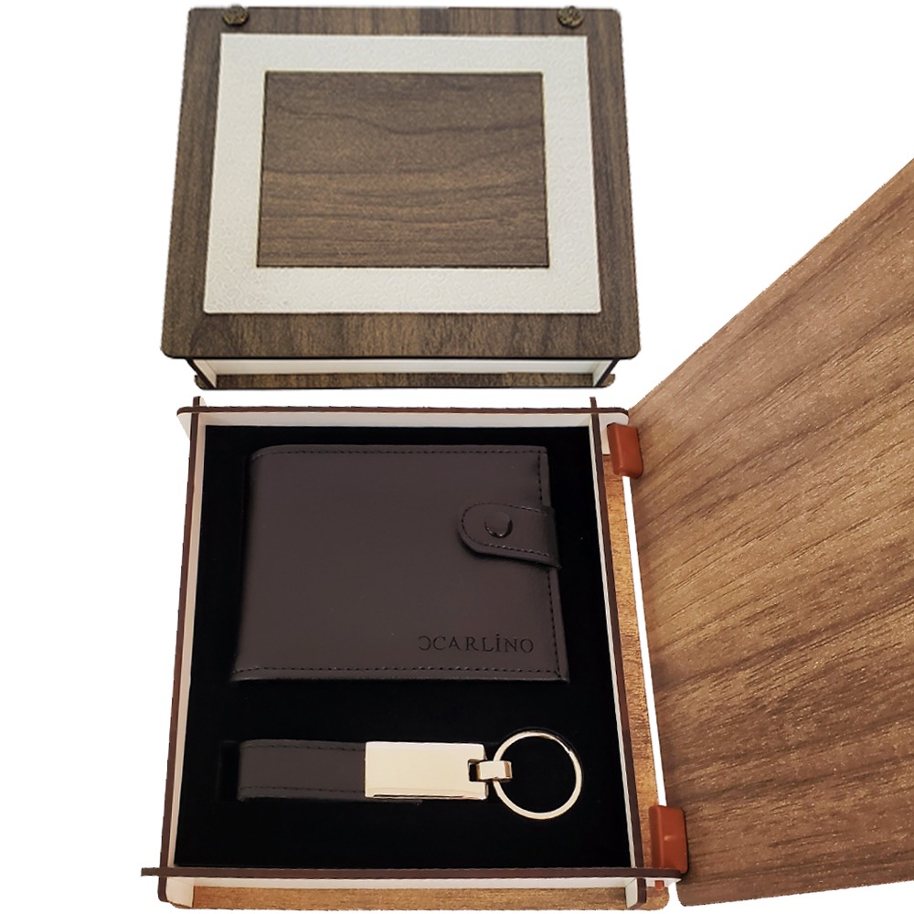 Ahsap Kutulu Anahtarlik ve Cuzdan Set