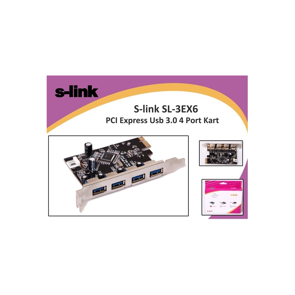 S-LINK SL-3EX6 PCI Express TO USB 3.0  x4 Port Kart
