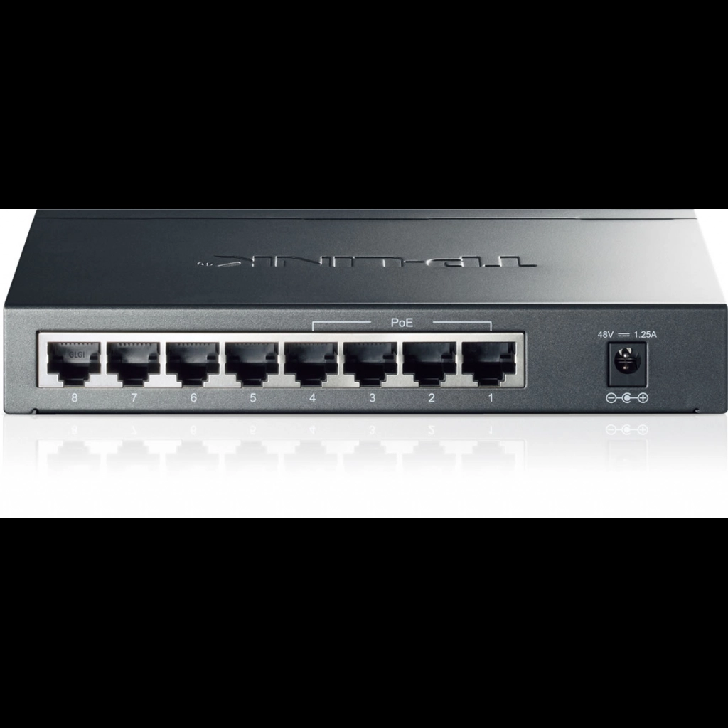 TP-LINK TL-SG1008P, 8 Port, GigaBit, 4 Port PoE, 55W, Yonetilemez, Metal Kasa, Masaustu Switch