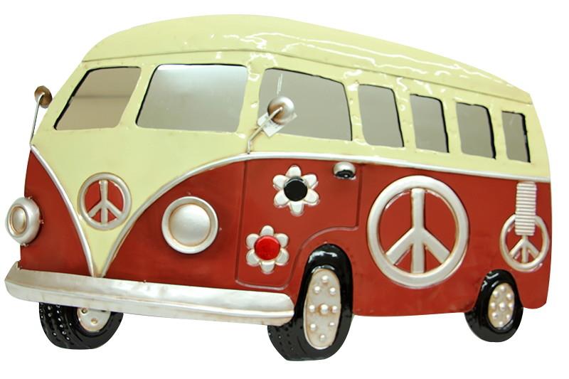 Minibus Pano Kirmizi Vintage Dekoratif Ev Ofis Hediyelik