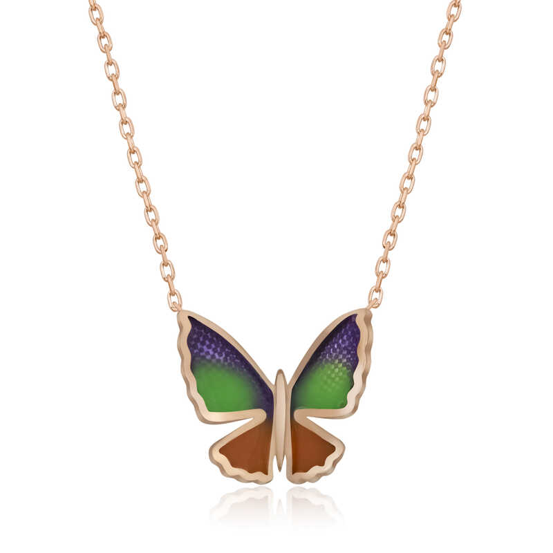 925 Ayar Gumus Minimal Kelebek Bayan Gumus Kolye