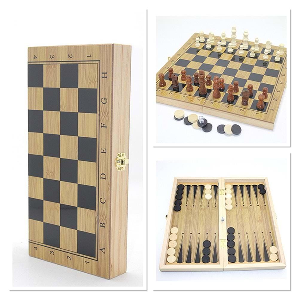 Ahsap Satranc ve Tavla Seti