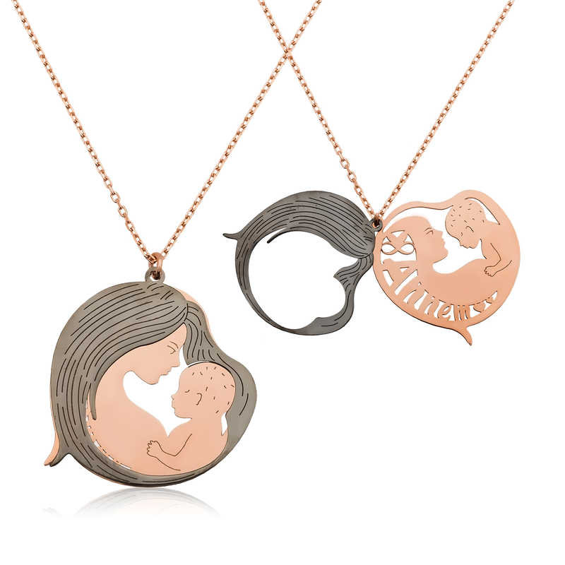925 Ayar Gumus Anne ve Bebek Gumus Kolye