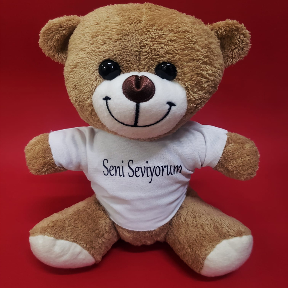 Kahverengi Seni Seviyorum Tisortlu Ayi