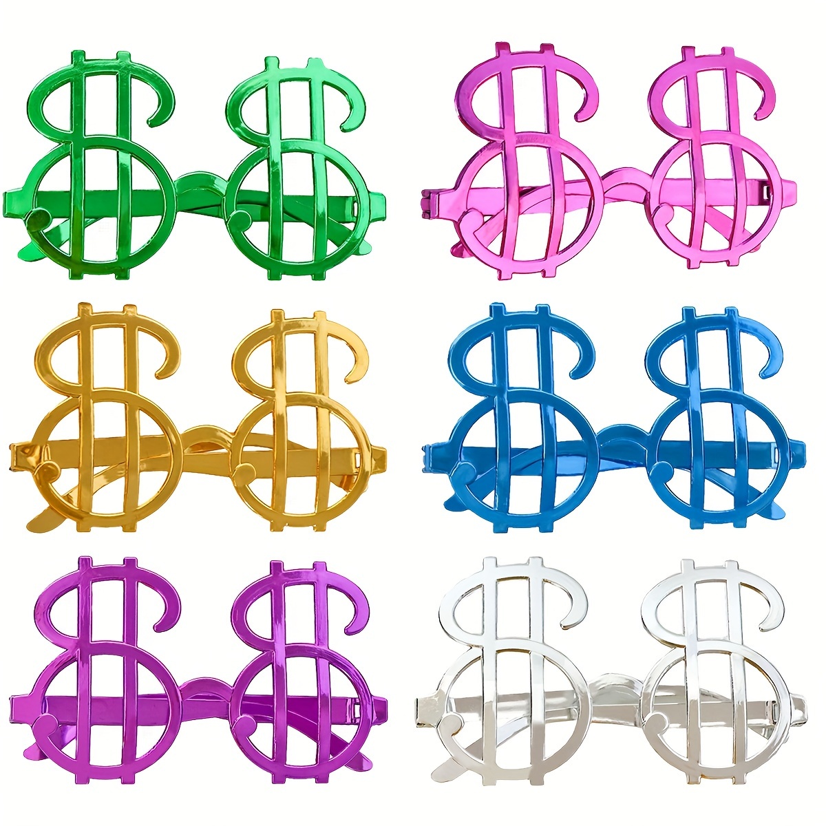 Dolar Sekilli Metalize Parti Gozlugu 6 Adet