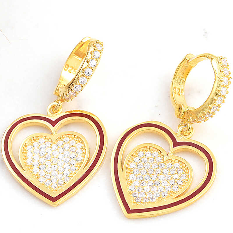 ​Gumus Gold Sallantili Kalp Kadin Kupe