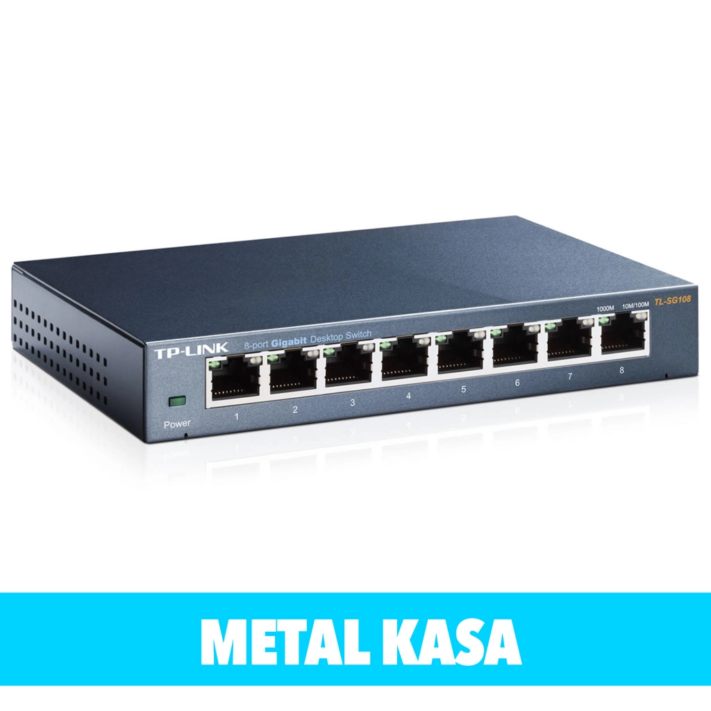 TP-LINK TL-SG108, 8 Port, GigaBit, Yonetilemez, Metal Kasa, Masaustu Switch