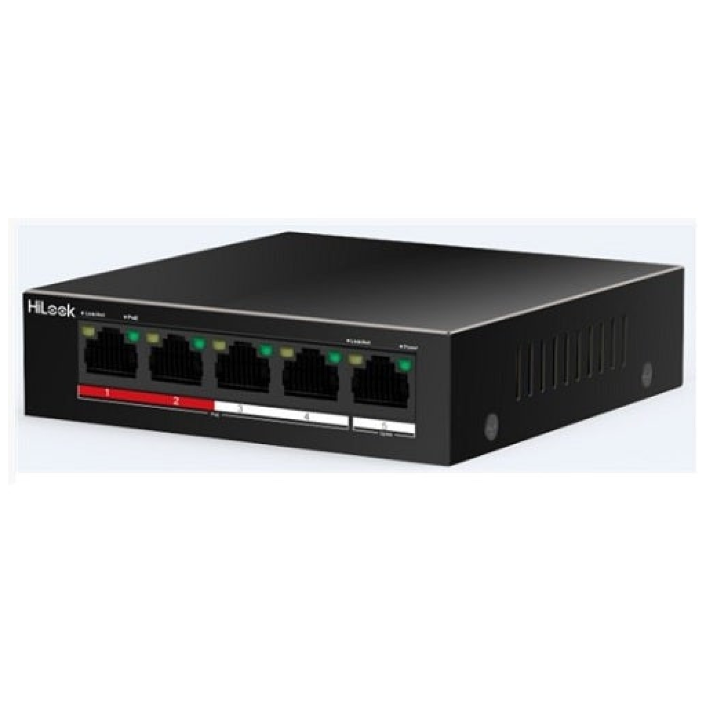 HILOOK NS-0105P-35(B), 4 Port, Megabit, PoE 35W, 1 Port Megabit Uplink, Long Range 250Metre, Yonetilemez, Masaustu Switch