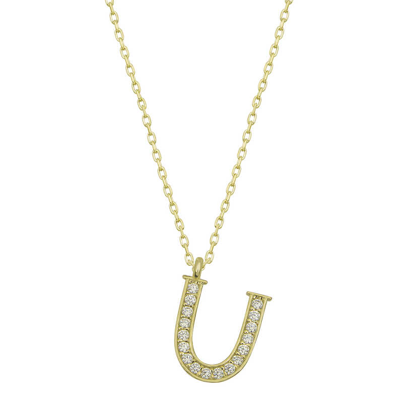 925 Ayar Gumus U Harfi Kadin Gumus Kolye