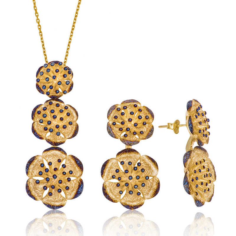 925 Ayar Gumus Nilufer Cicegi Set