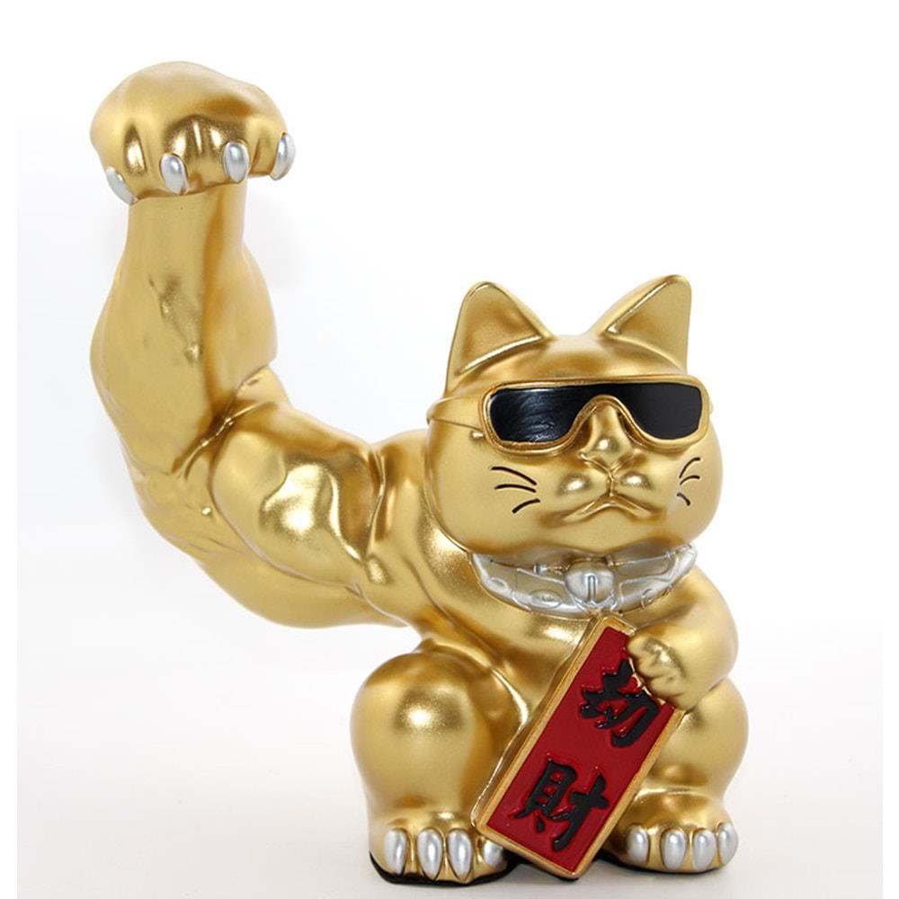 Polyester Sansli Kedi Figuru Biblo