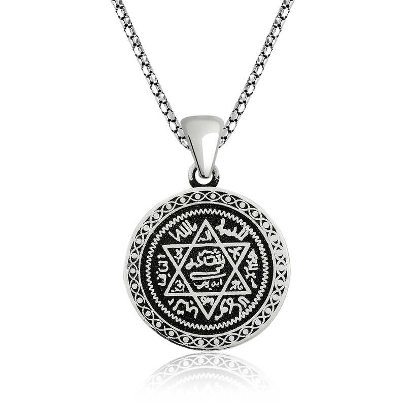 925 Ayar Gumus Suleyman Muhru Gumus Kolye