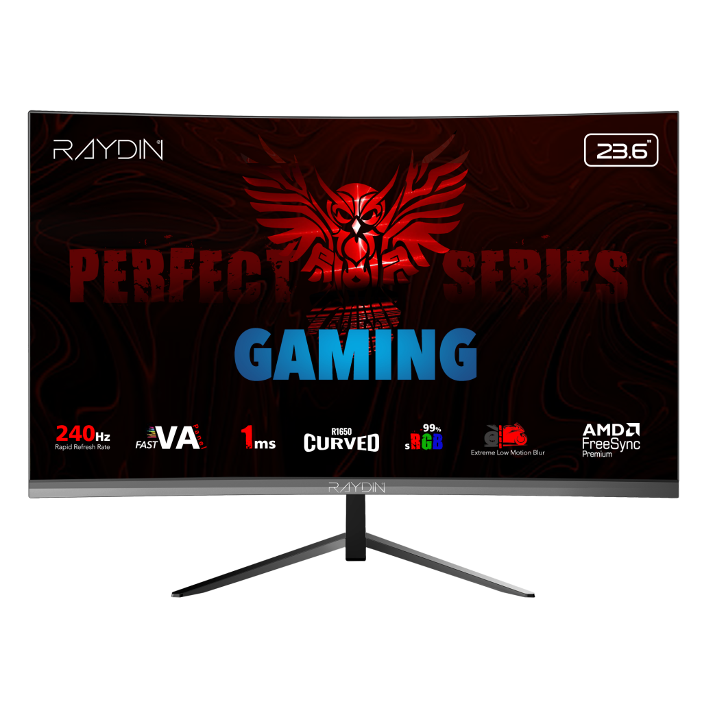 RAYDIN MM24RFA-240HZ, 23.6", 1ms, 240Hz, Full HD, HDMI, DP, Hoparlor, VA LED, R1650 Curved, Frameless, FreeSync Gaming Monitor
