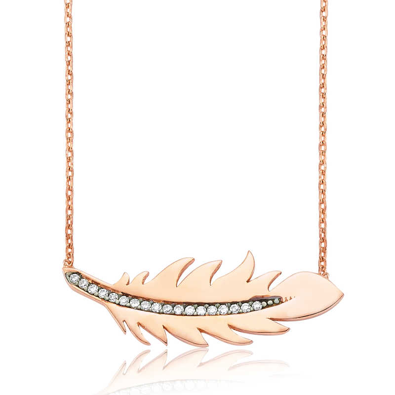 925 Ayar Gumus Kus Tuyu Kolye