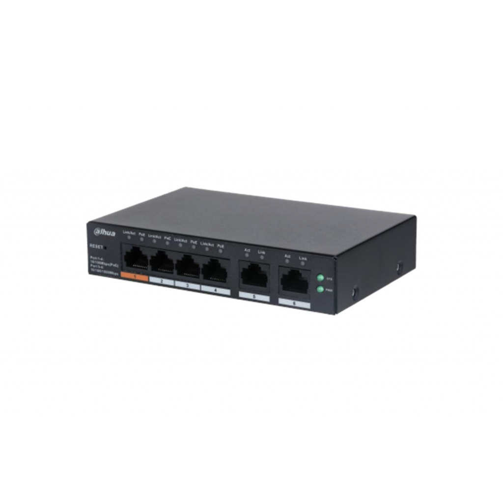 DAHUA CS4006-4ET-60, 4 Port, Megabit, PoE 60W, 2 Port Uplink, Cloud Yonetilebilir, Switch