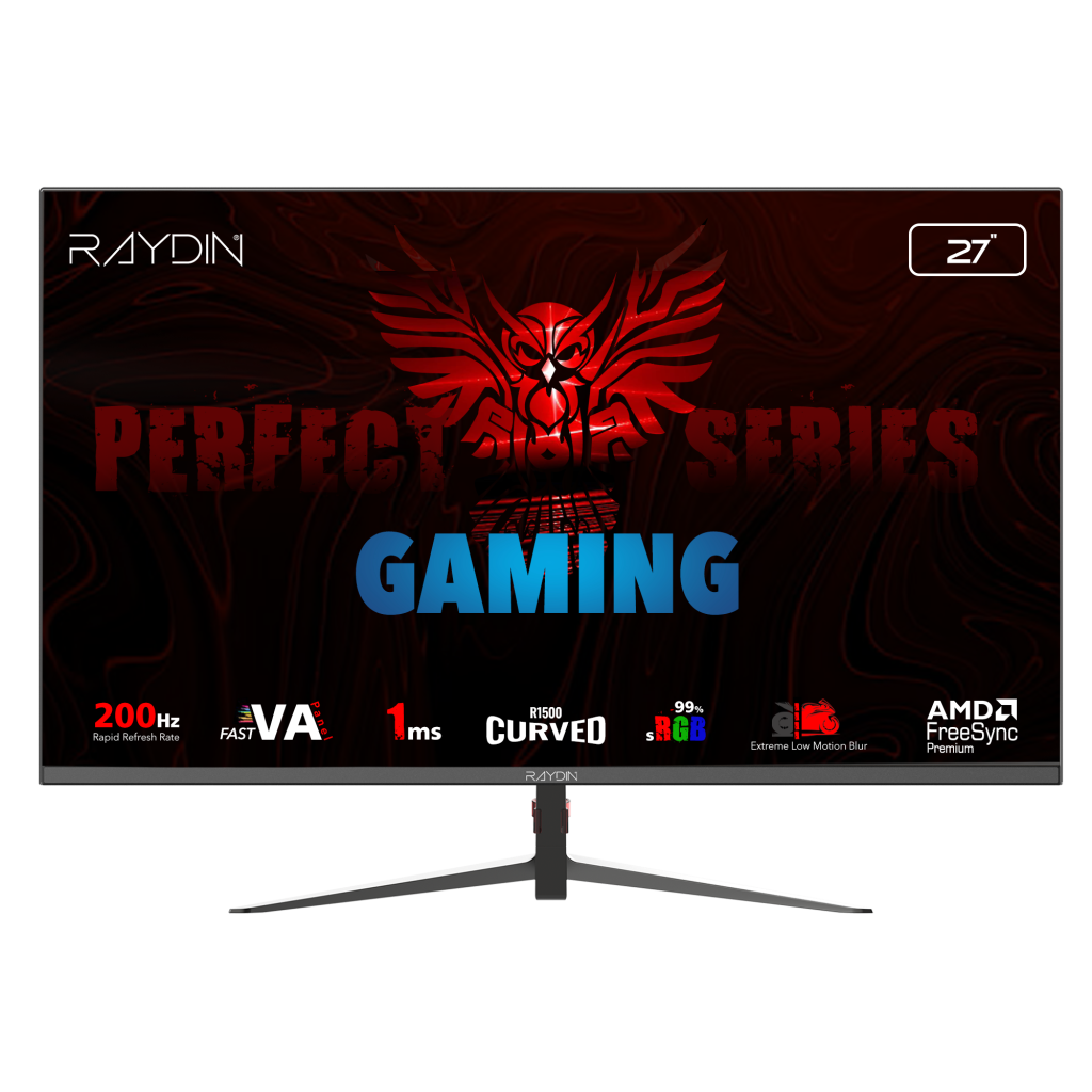 RAYDIN MM27RFA-200HZ, 27", 1ms, 200Hz, Full HD, 2xHDMI, DP, VA LED, R1500 Curved, Frameless, FreeSync Gaming Monitor