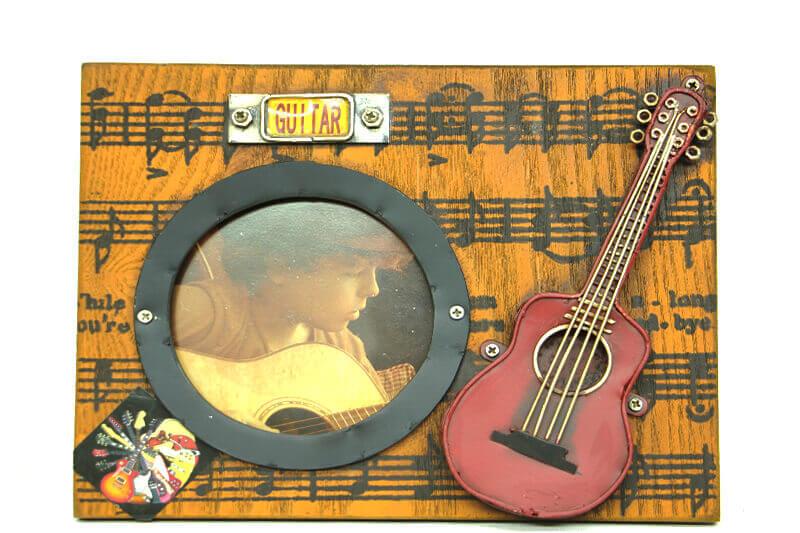Dekoratif Metal Cerceve Gitar Dekorlu Vintage Ev Ofis Hediyelik