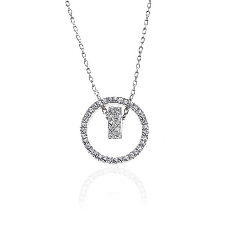 925 Ayar Gumus Ic Ice Gecmis Halka Kadin Kolye