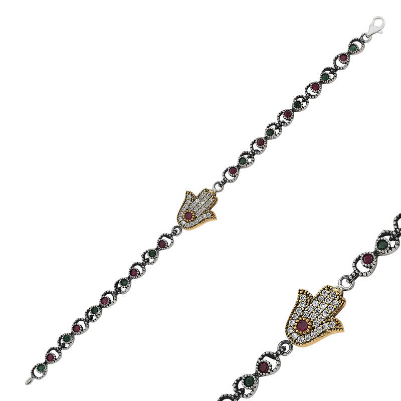 925 Ayar Gumus Fatma Ana Eli Otantik Bileklik