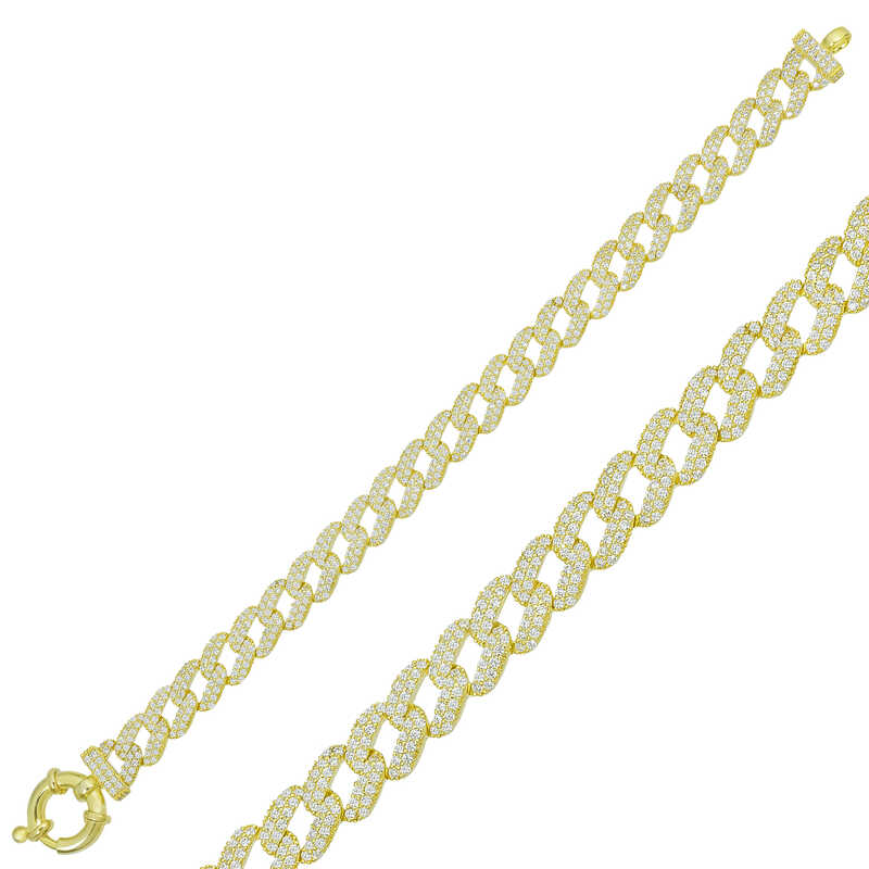 925 Ayar Gumus Gold Tasli Gurmet Bileklik