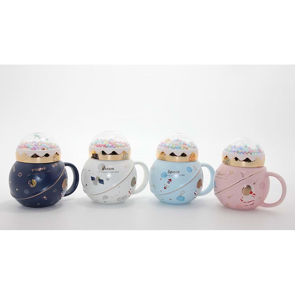 Ustu Renkli Toplu Porselen Kupa Bardak Dekoratif Hediyelik