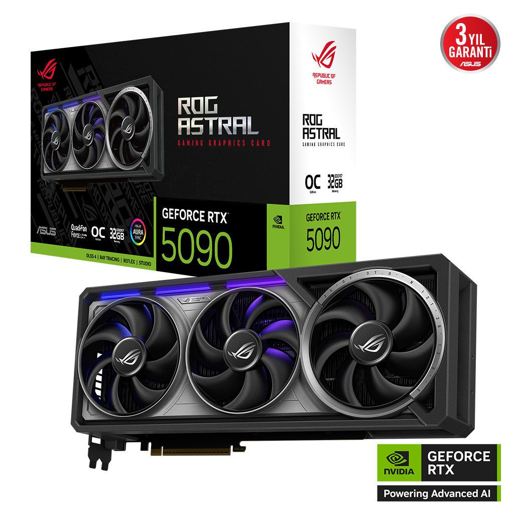 ASUS ROG-ASTRAL-RTX5090-O32G-GAMING, 32Gb, 512Bit, GDDR7, 2xHDMI, 3xDP GAMING Ekran Karti