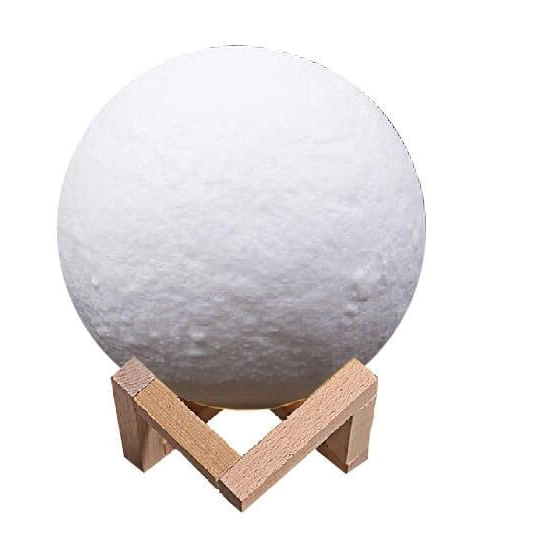 Yerkure Ld 18cm Sarj Edelibilen Gece Ay Lambasi Ahsap Standli