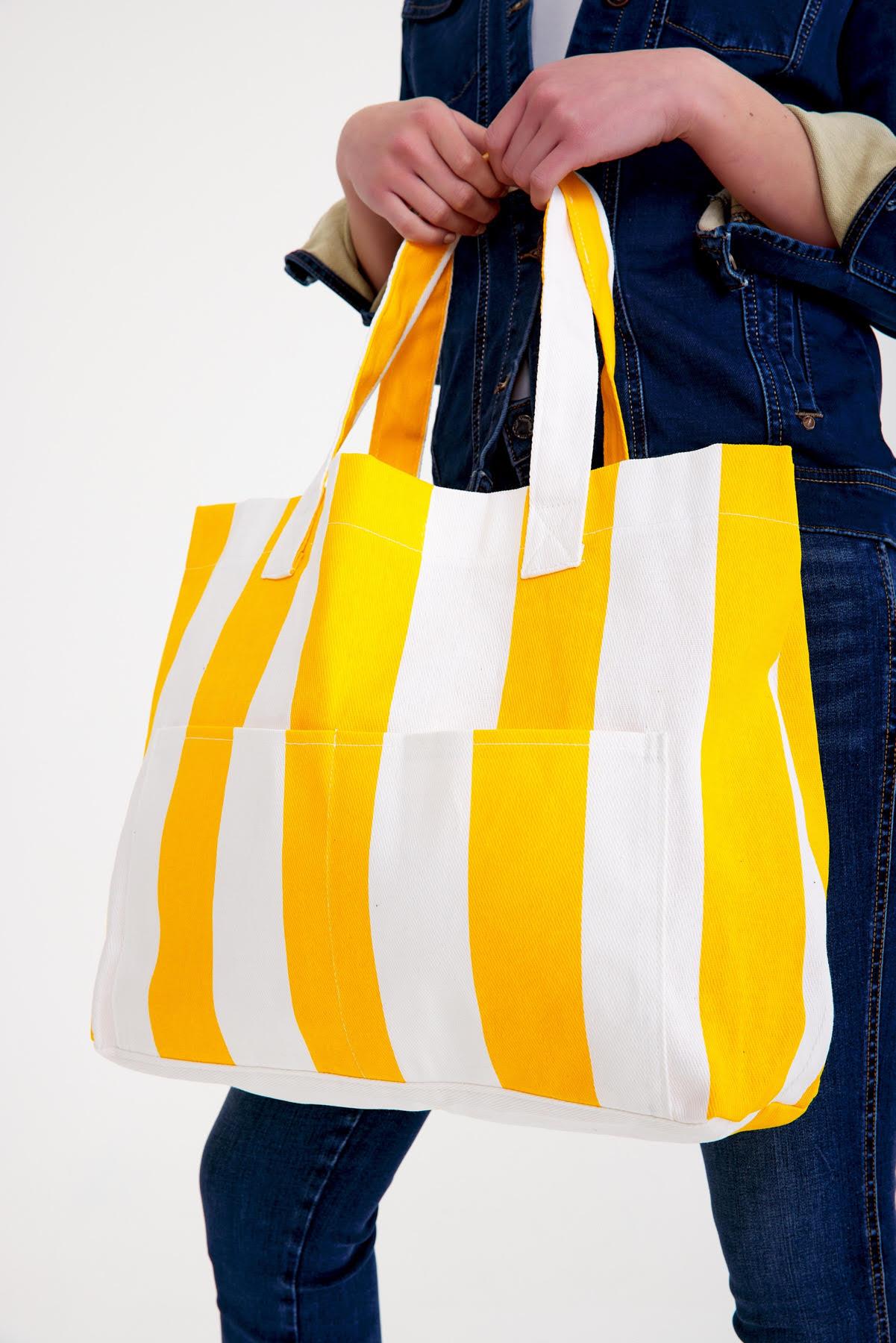 Kadin Kanvas 2 Cepli Gunluk Renkli Plaj Omuz Cantasi Sari