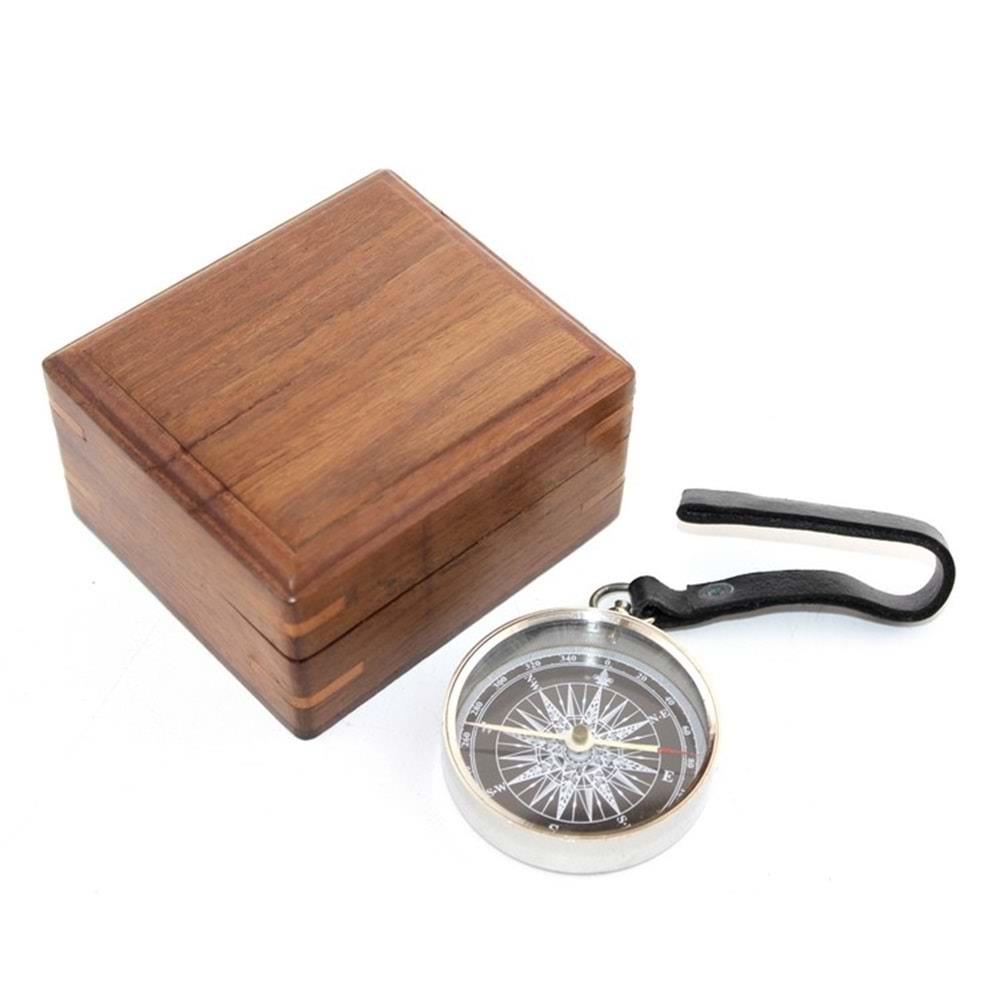 Ahsap Kutulu Krom Pusula