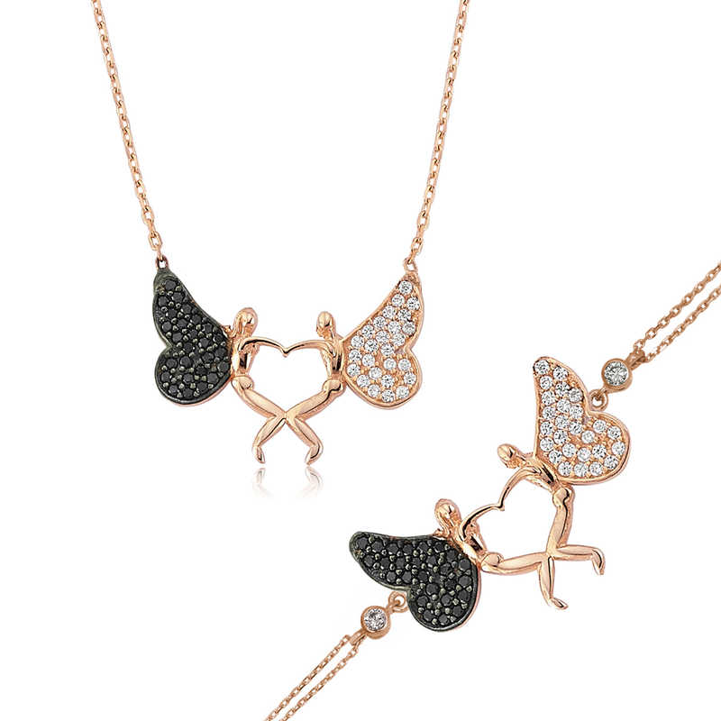 925 Ayar Gumus Kalpli Melek Set