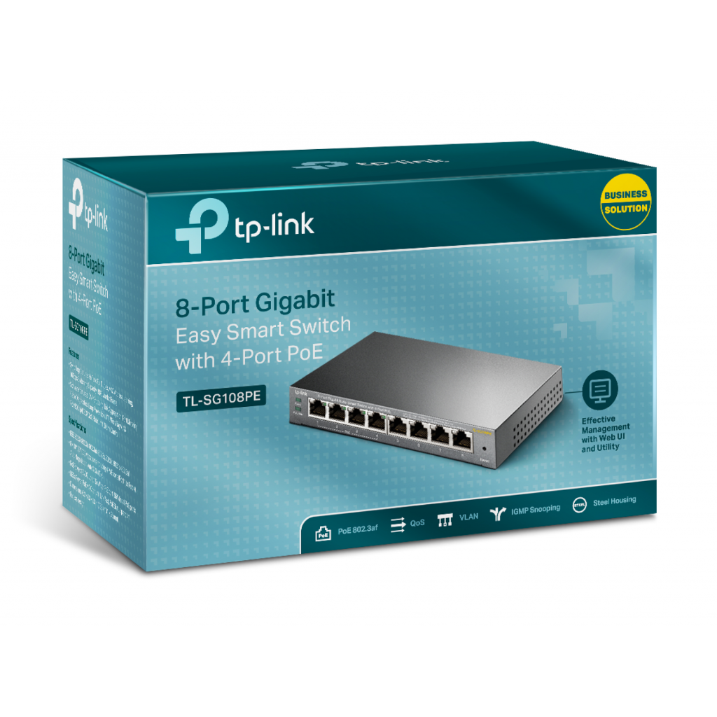 TP-LINK TL-SG108PE, 8 Port, GigaBit, 4 Port PoE 64W, Easy Smart, Yonetilebilir, Metal Kasa, Masaustu Switch
