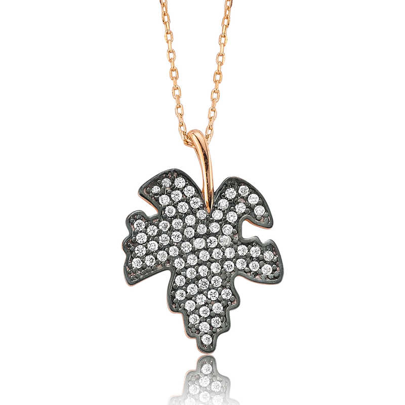 925 Ayar Gumus Cinar Yapragi Kadin Gumus Kolye