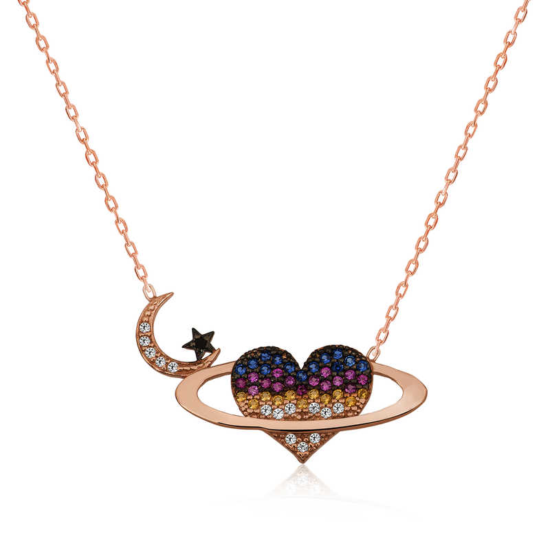 925 Ayar Gumus Kalpli Gezegen Kadin Gumus Kolye