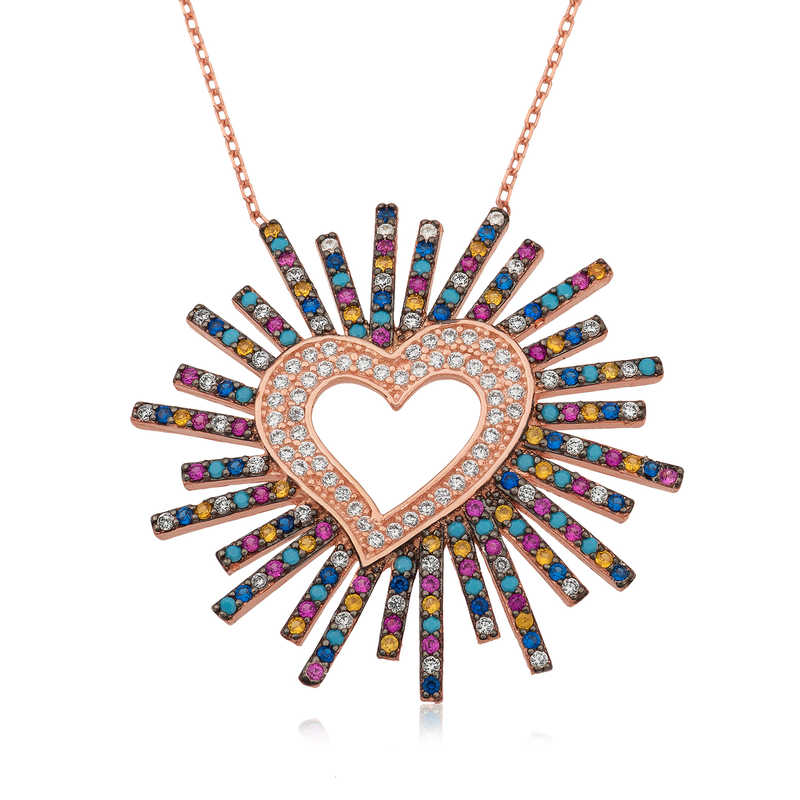 925 Ayar Gumus Kalpli Kadin Gumus Kolye