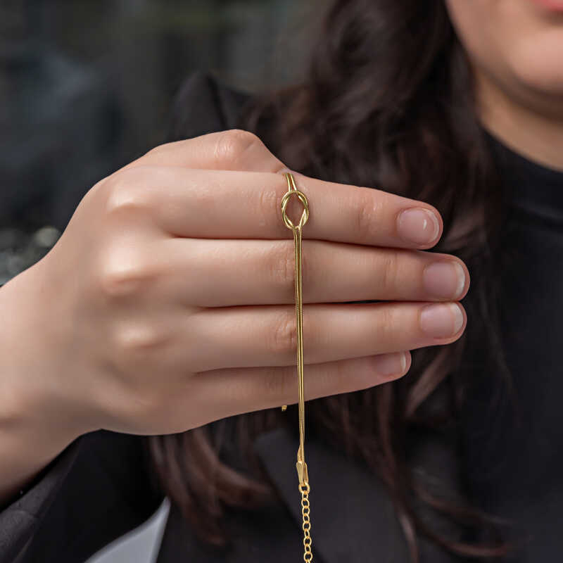 925 Ayar Gumus Gold Ask Dugum Kadin Bileklik