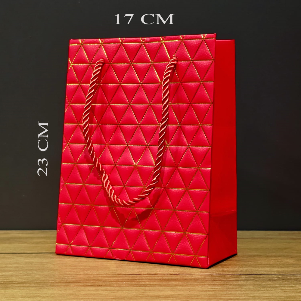 Kucuk Boy Kirmizi Gold Renkli Karton Canta