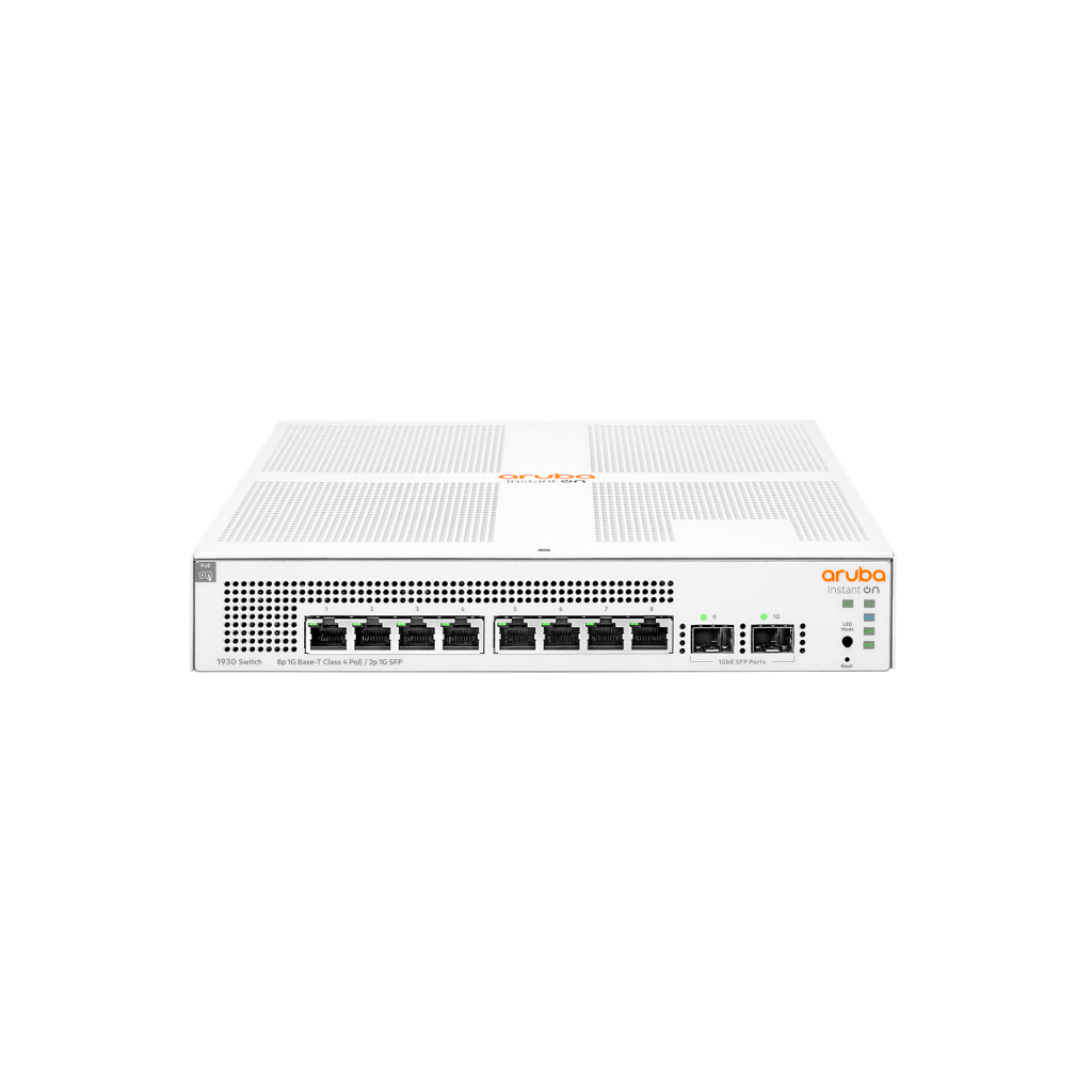 HP Aruba Instant On, JL681A, 1930-8G, 8Port, GigaBit, PoE 124W, 2 Port Gigabit SFP, Yonetilebilir, Rack Mount Switch