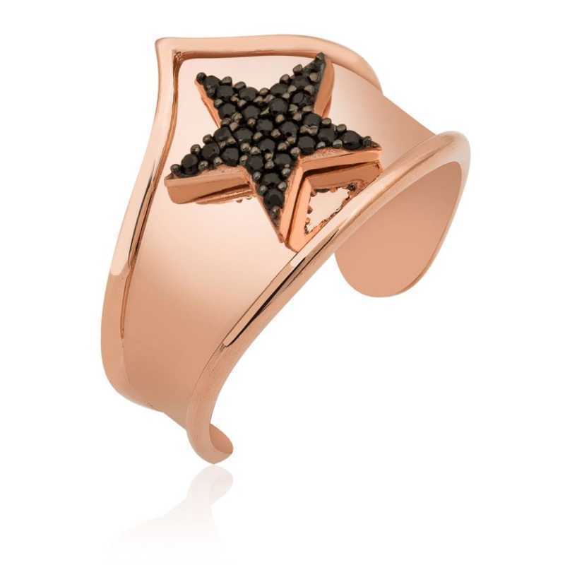 925 Ayar Gumus Rose Yildiz Desenli Eklem Yuzuk