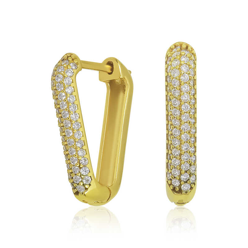 Gumus Gold Beyaz Tasli Ucgen Kupe