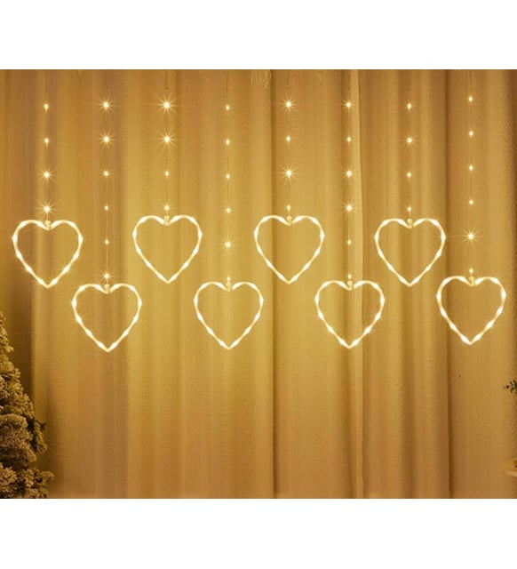 Kalpli Perde LED Isiklar, Sevgililer Gunu Romantik LED Aydinlatma