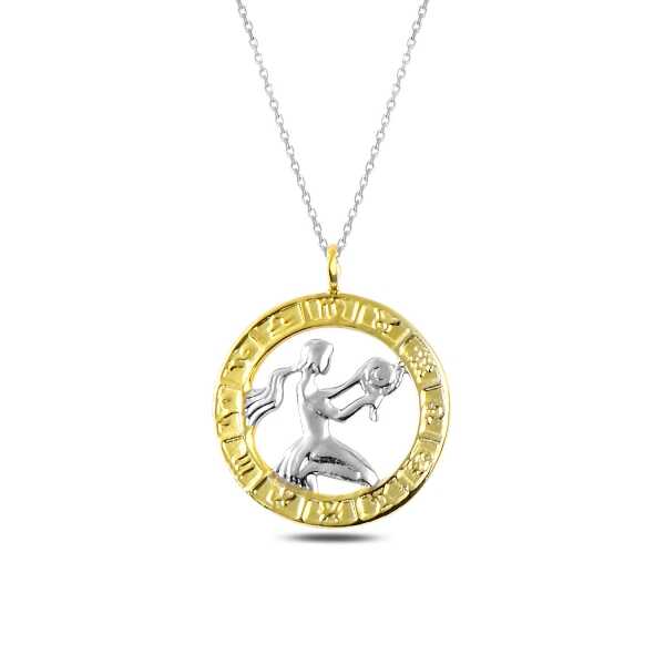 ​925 Ayar Gumus Gold Basak Burcu Kadin Gumus Kolye