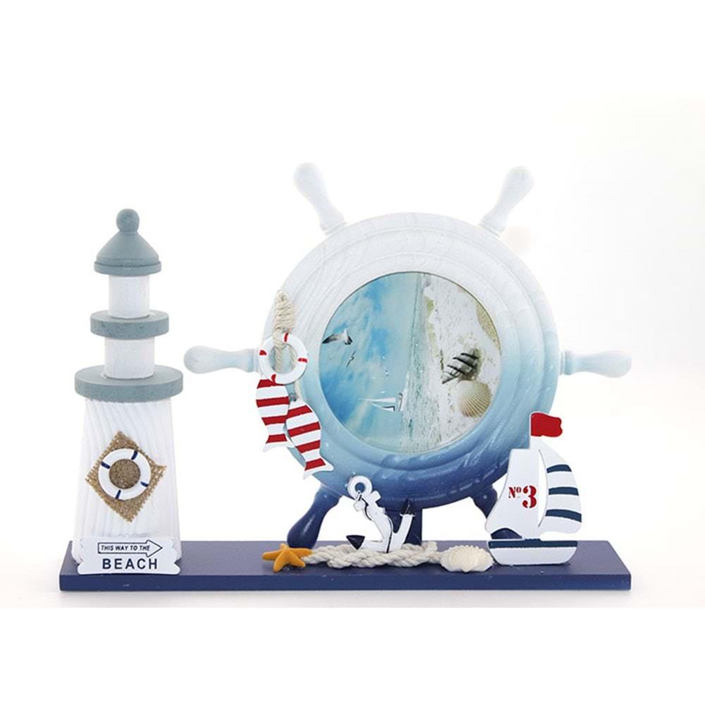 Ahsap Marin Deniz Feneri Dumenli Cerceve