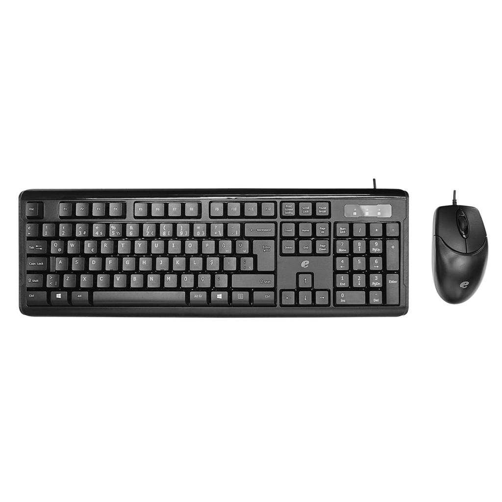 ACER eMachines, EAK9821S, Siyah, USB Kablolu, Turkce Q, Klavye Mouse Set