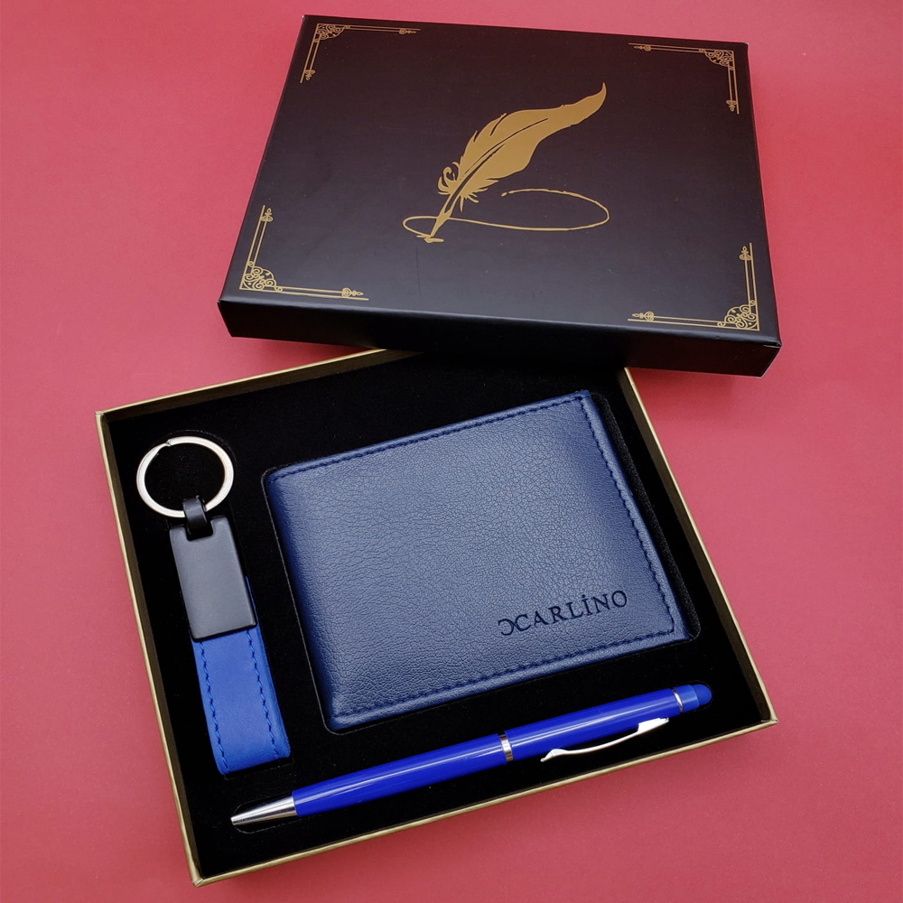 Mavi Cuzdan Anahtarlik ve Kalem