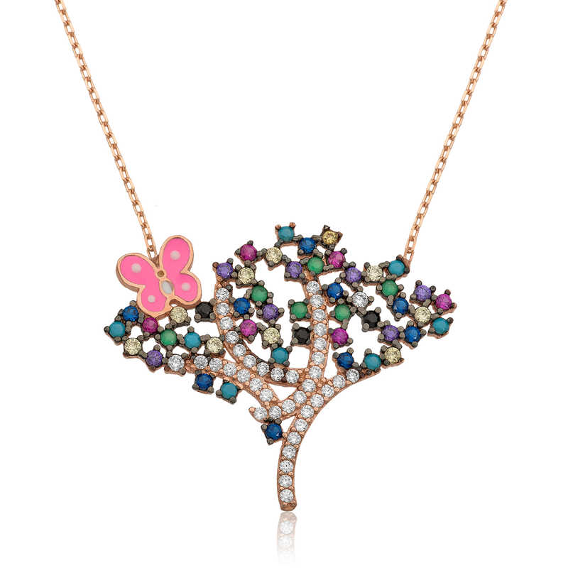 925 Ayar Gumus Bahar Agaci Kadin Gumus Kolye