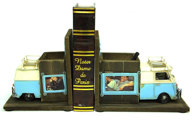 Dekoratif Metal Minibus Kitap Tutucu Kalemlik Cerceve Hediyelik